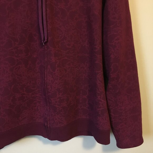 Hanes Burgundy Rococo Print Drawstring Sweater Hoodie - Picture 5 of 16